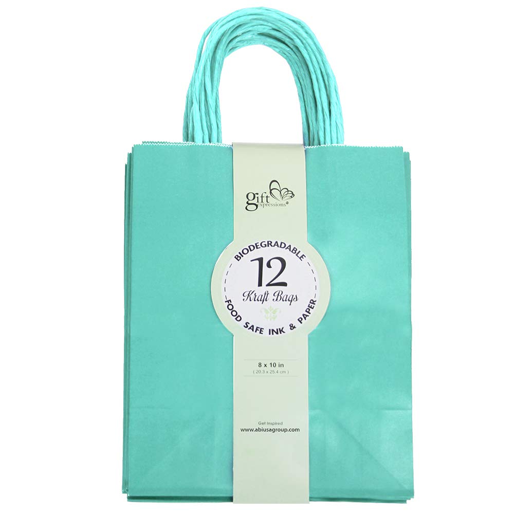 Premium Kraft Paper Bags - Medium Size (1 Box of 360 Count), Mint Green - Eco-Friendly Packaging for Retail, Parties & Gift Wrapping