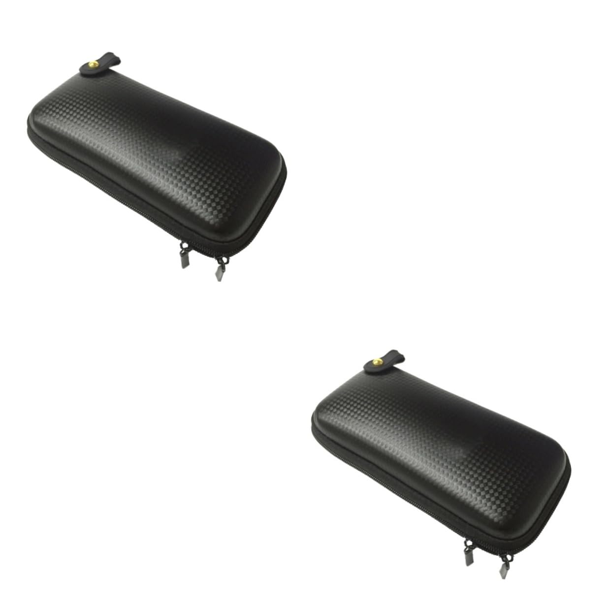 2-Pack EVA Headset Storage Case with Zipper - Compact Mini Camera Hard Drive USB Cable Organizer Pouch, Durable Black Travel Accessory for Electronics Protection