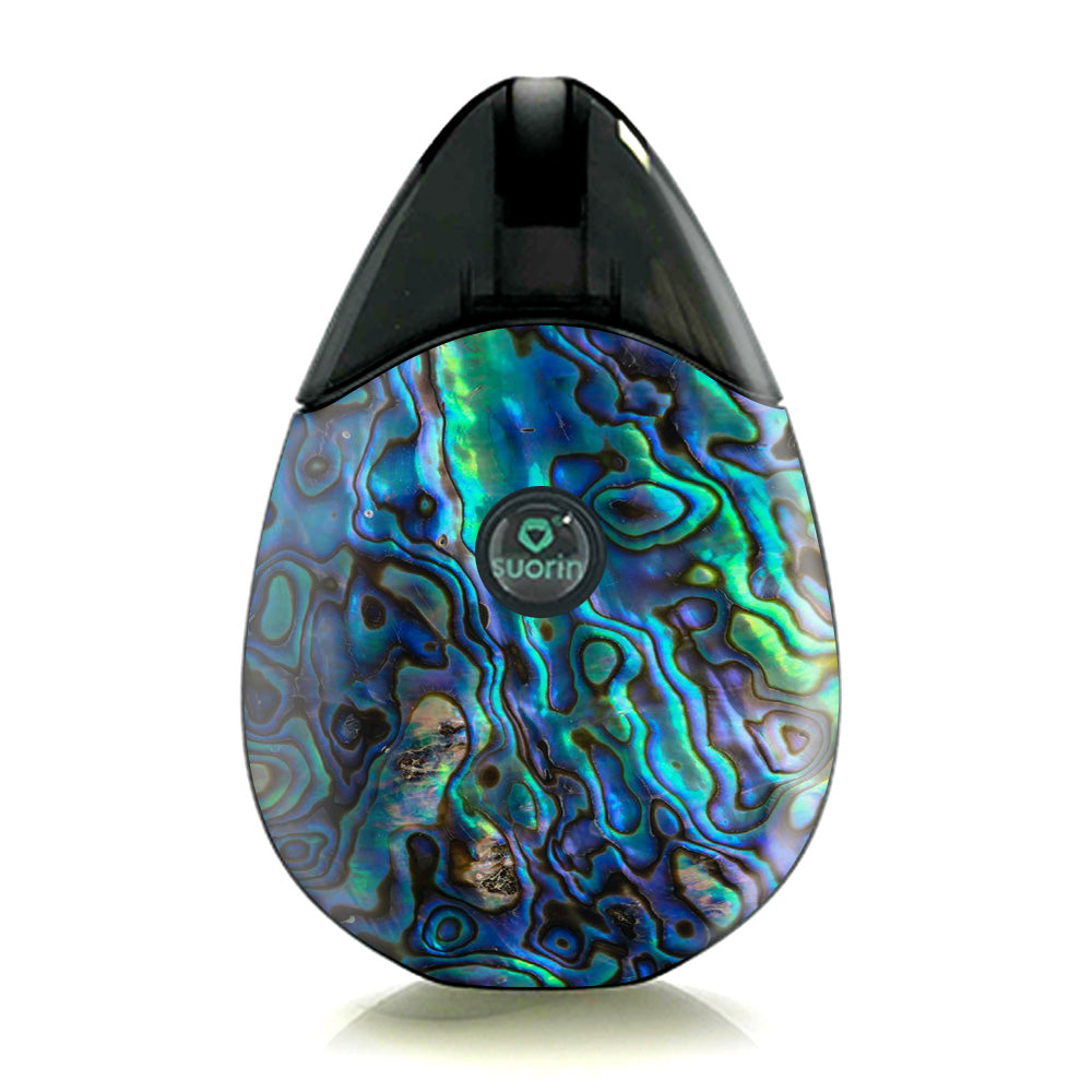 Premium Abalone Shell Suorin Drop Vape Skin - Green Swirl Blue Gold Design for Stylish Protection | Perfect for Vape Enthusiasts & Personalization Lovers