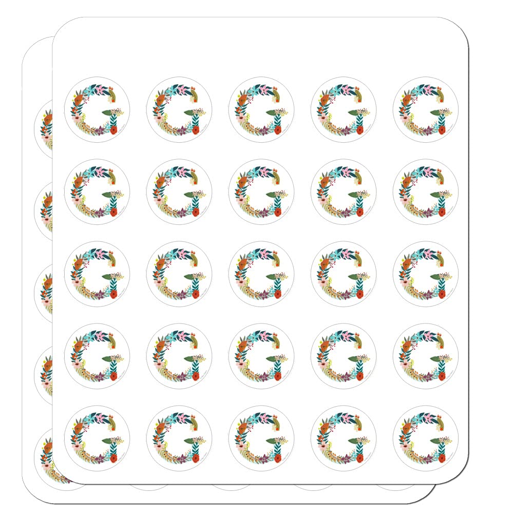 Floral Monogram Letter G Stickers for Planner, Calendar, Scrapbooking & Crafting - Perfect for DIY Projects, Bullet Journals & Gift Decorations