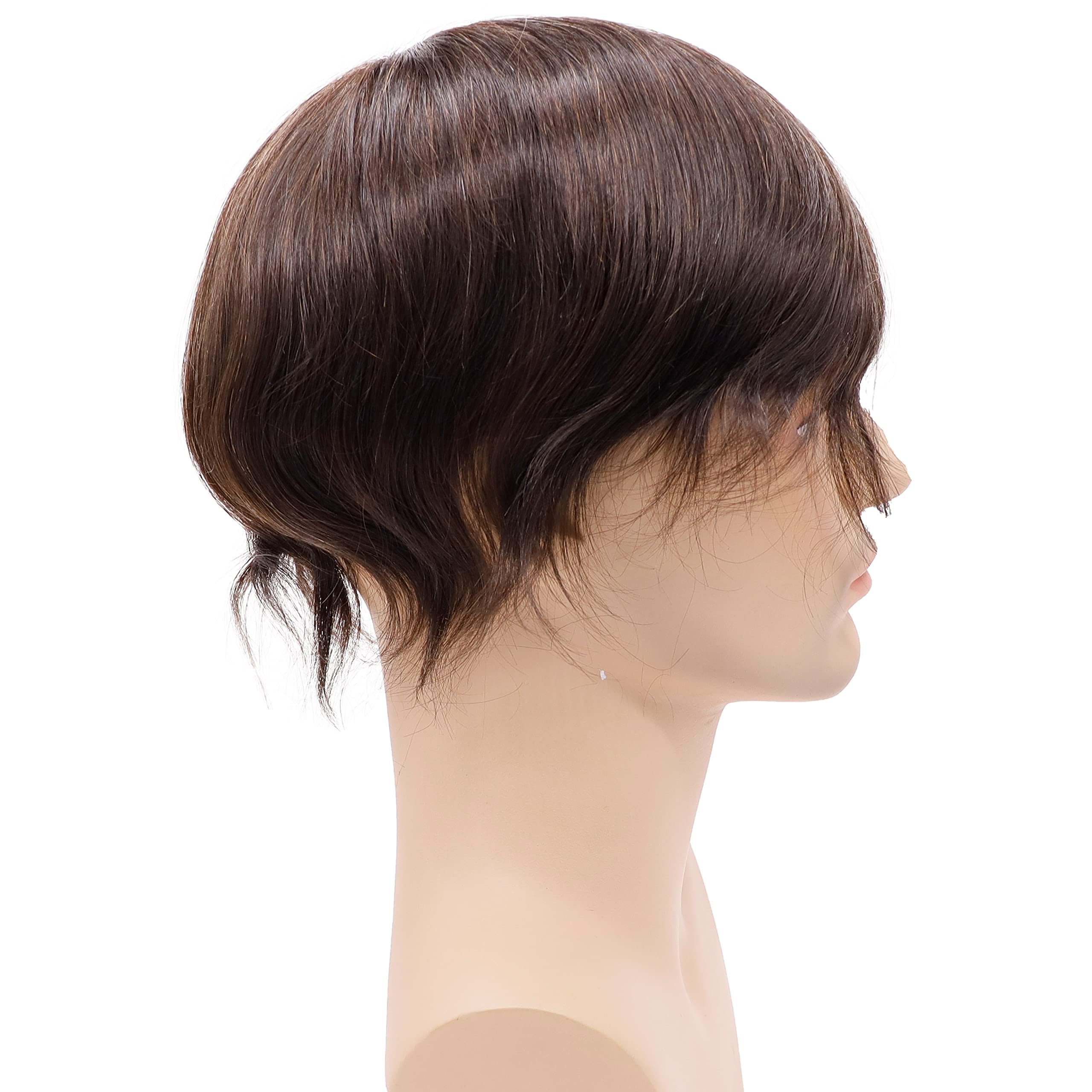 Premium 8”x6” European Human Hair Toupee for Men - Mono Lace Top with Durable PU Edge, Medium Light Density (#4 Medium Brown) | Natural Looking Hair Replacement for Thinning Hair & Baldness | Perfect for Daily Wear, Special Occasions & Professional Settings
