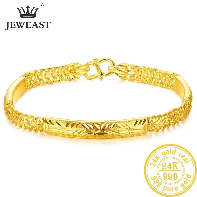 24K Pure Gold Bracelet for Women - 999 Solid Real Gold Bangle, Elegant & Romantic Classic Jewelry Gift for Anniversary, Valentine's Day & Special Occasions