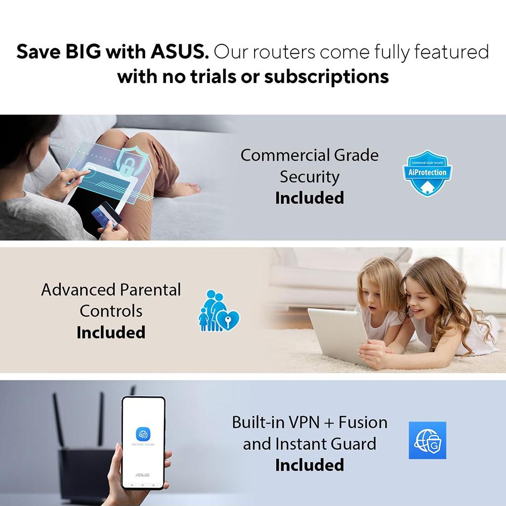 ASUS ROG Rapture GT-AX11000 Pro Tri-Band WiFi 6 Gaming Router - 11000Mbps, 8x Gigabit Ports, AiProtection Pro for Ultimate Online Security | Perfect for 4K Streaming, Competitive Gaming & Smart Home Devices