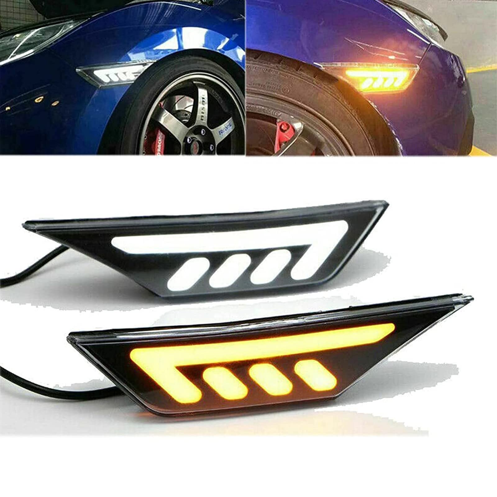 LED Black Side Marker Turn Signal Lights for 2016-2020 Honda Civic - Pair of Smoked LED Side Markers with Amber Turn Signals | Easy Installation, Durable & Waterproof | Perfect for Night Driving & Car Customization