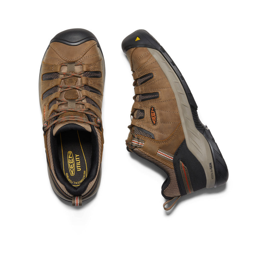 Men's Flint II Steel Toe Work Boots - Shitake/Rust Color - Durable Safety Shoes for Construction, Warehouse & Outdoor Work