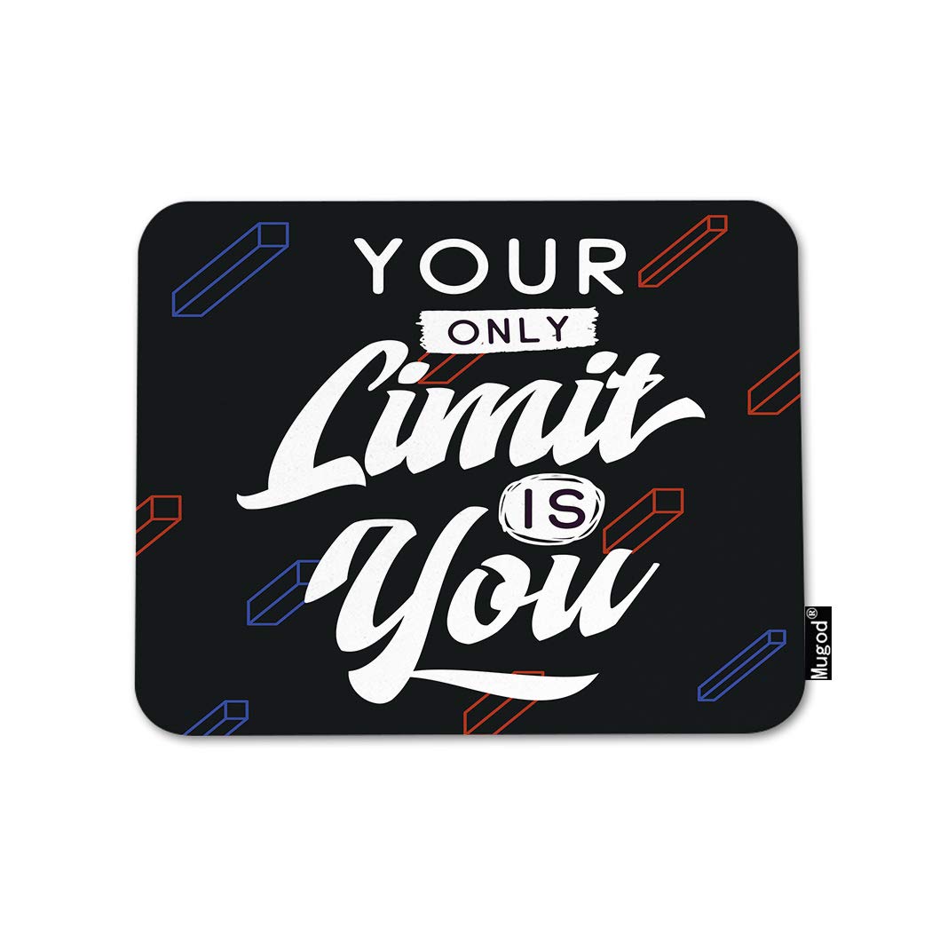 Motivational Quote Mouse Pad - 'Your Only Limit is You' Geometric Black & White Gaming Mouse Mat with Non-Slip Rubber Base - 9.5x7.9 Inch for PC, Laptop, Office & Home Workspace - Perfect for Gamers, Programmers & Remote Workers