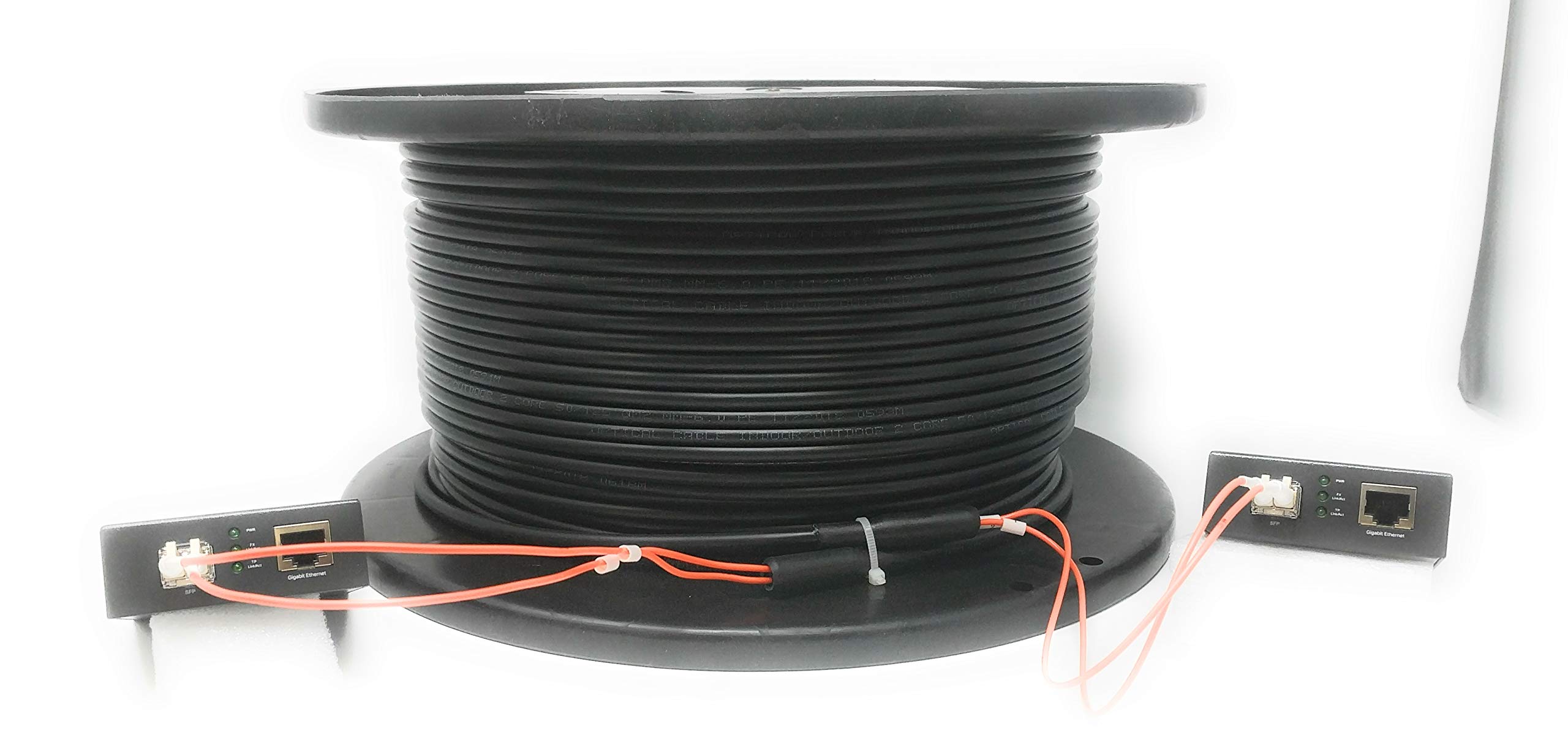 RiteAV CAT 6/CAT5e Ethernet Extension Kit - 300ft High-Speed Network Cable with 100M Outdoor Rated Fiber Optic Cable for Home, Office & Gaming Setup