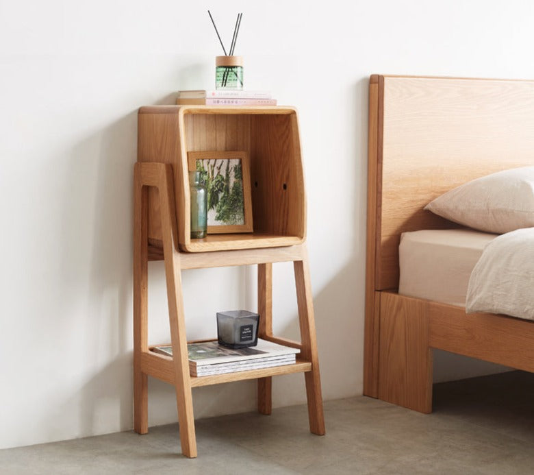 Solid Oak Wood Side Cabinet with Storage - Modern Living Room & Bedroom Furniture for Home Organization & Decor