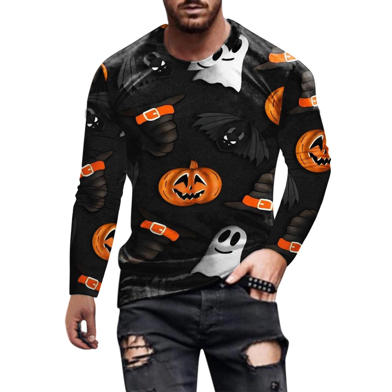 WOCACHI Men's Long Sleeve T-Shirt - Faith Jesus Cross & Lion Print Athletic Tee for Workout & Streetwear | Fall Fashion Essential for Church, Gym & Casual Wear