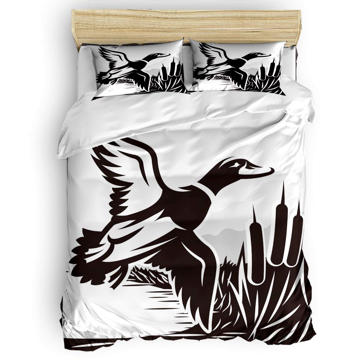Premium Full Size Duvet Cover Set - Ultra Soft 4 Piece Bedding Set with Pillowcases | Wild Duck Pattern Home Decor for Girls & Boys | Perfect for Kids' Rooms, Guest Bedrooms & Cozy Home Makeovers