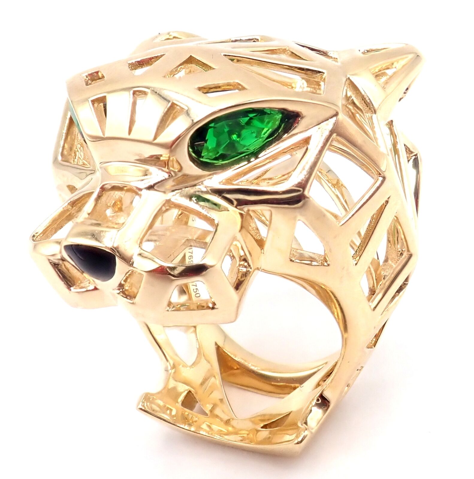 Authentic Cartier Panthere 18k Yellow Gold Tsavorite Onyx Ring - Luxury Jewelry for Women, Perfect for Weddings, Parties & Special Occasions
