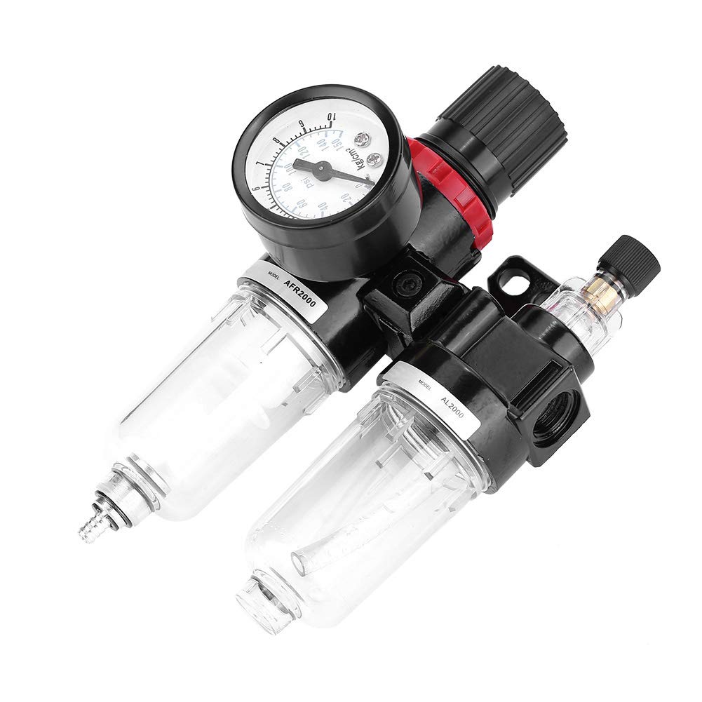 Dioche Air Pressure Filter Regulator with Lubricator - 650L/min Black Air Compressor Filter for Stable Air Supply | Professional & Home Use | Ideal for Pneumatic Tools, Spray Painting & Workshop Applications