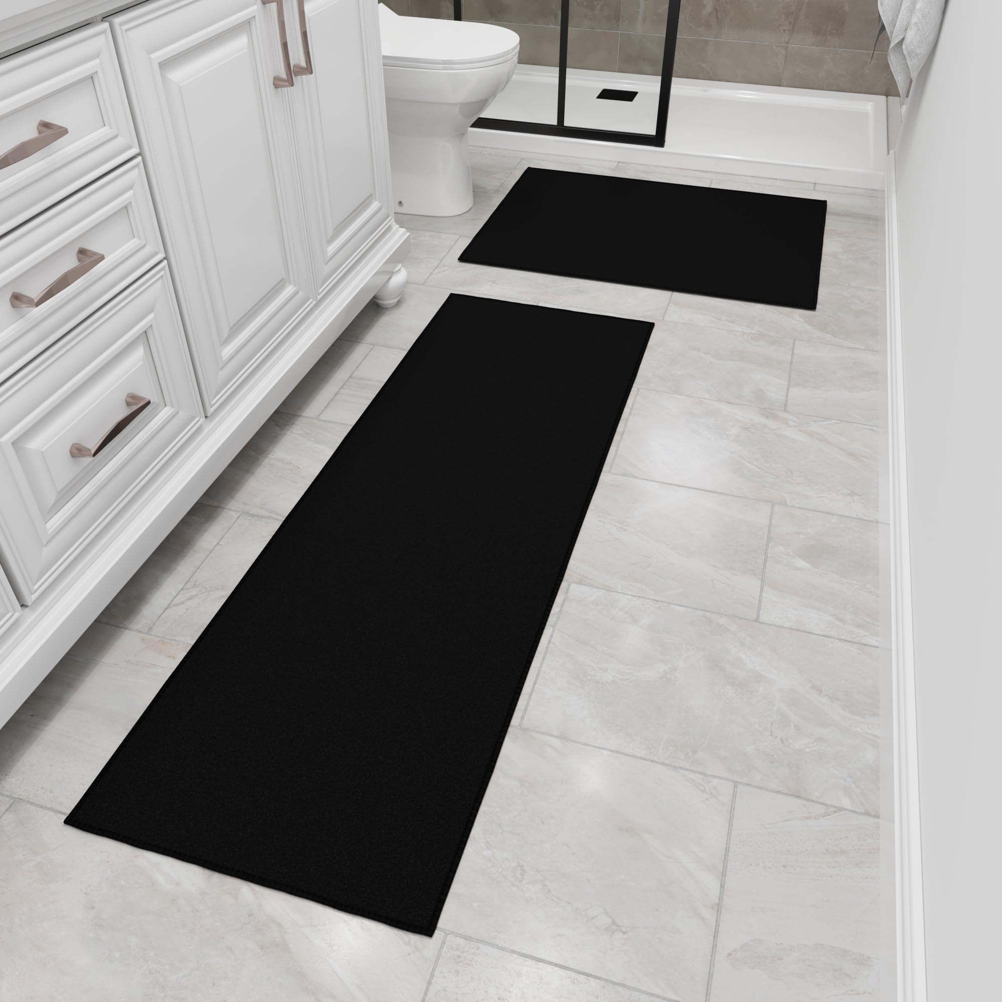 Ottomanson 2-Piece Non-Slip Kitchen Rug Set - Durable Stain-Resistant Runner (20
