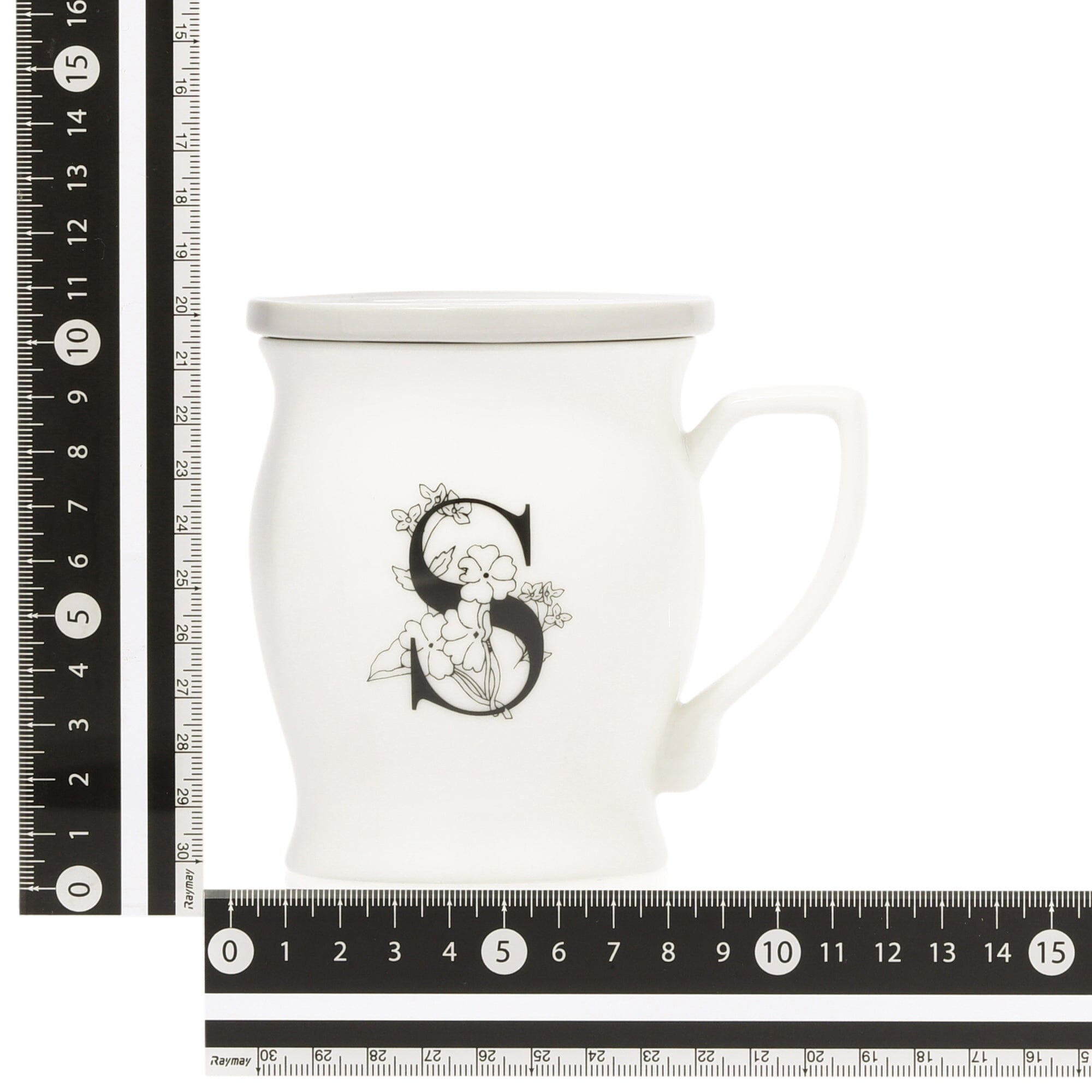 Initial Mug Flower S - Personalized Ceramic Coffee Cup with Floral Design - Perfect for Gifts, Home Decor, and Office Use