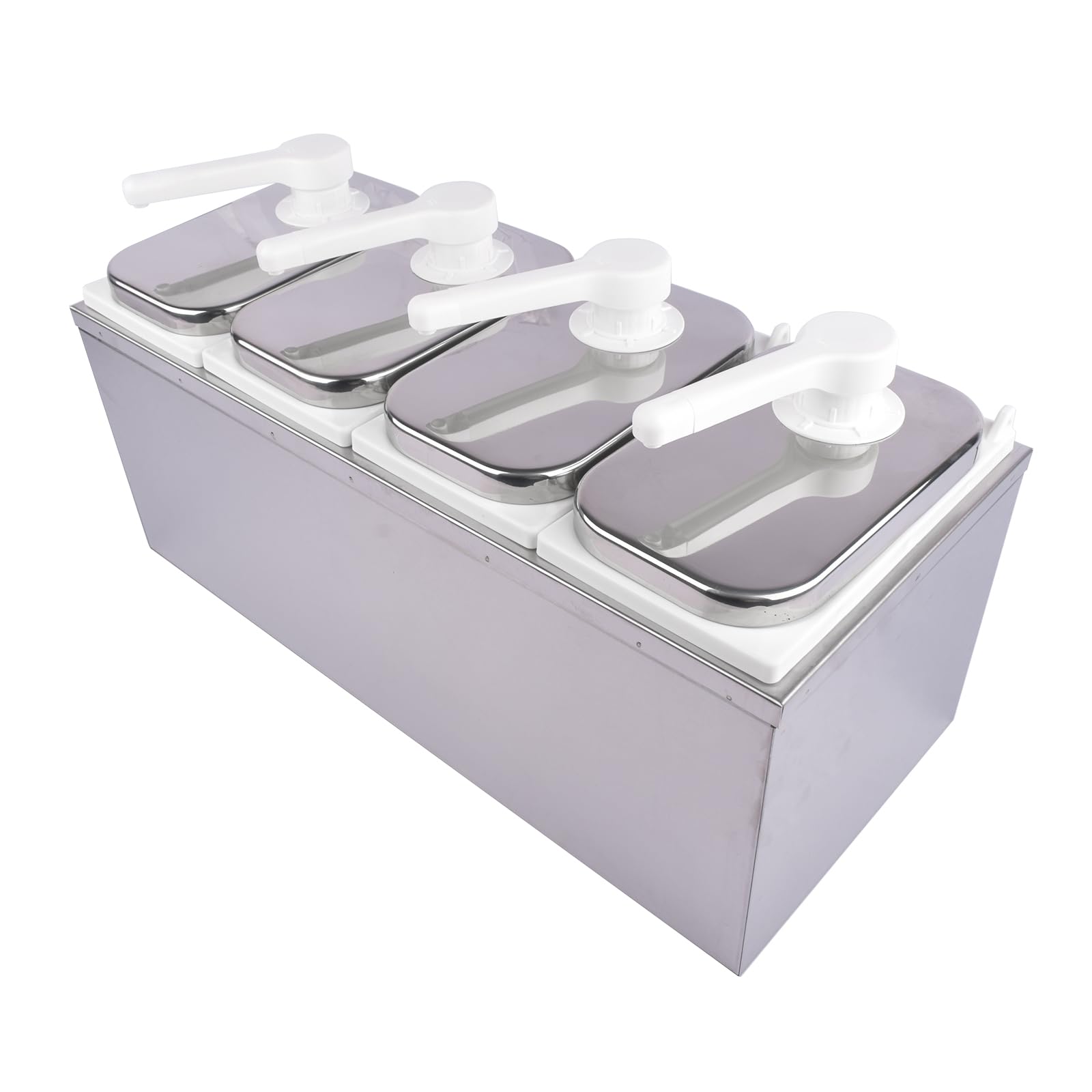 8L Sauce Dispenser Pump with 4 of 2.1 Quart Jars - Commercial Grade Ketchup Pump for Cheese, BBQ Sauce, Syrup & Condiments - Perfect for Restaurants, Cafes & Catering Events