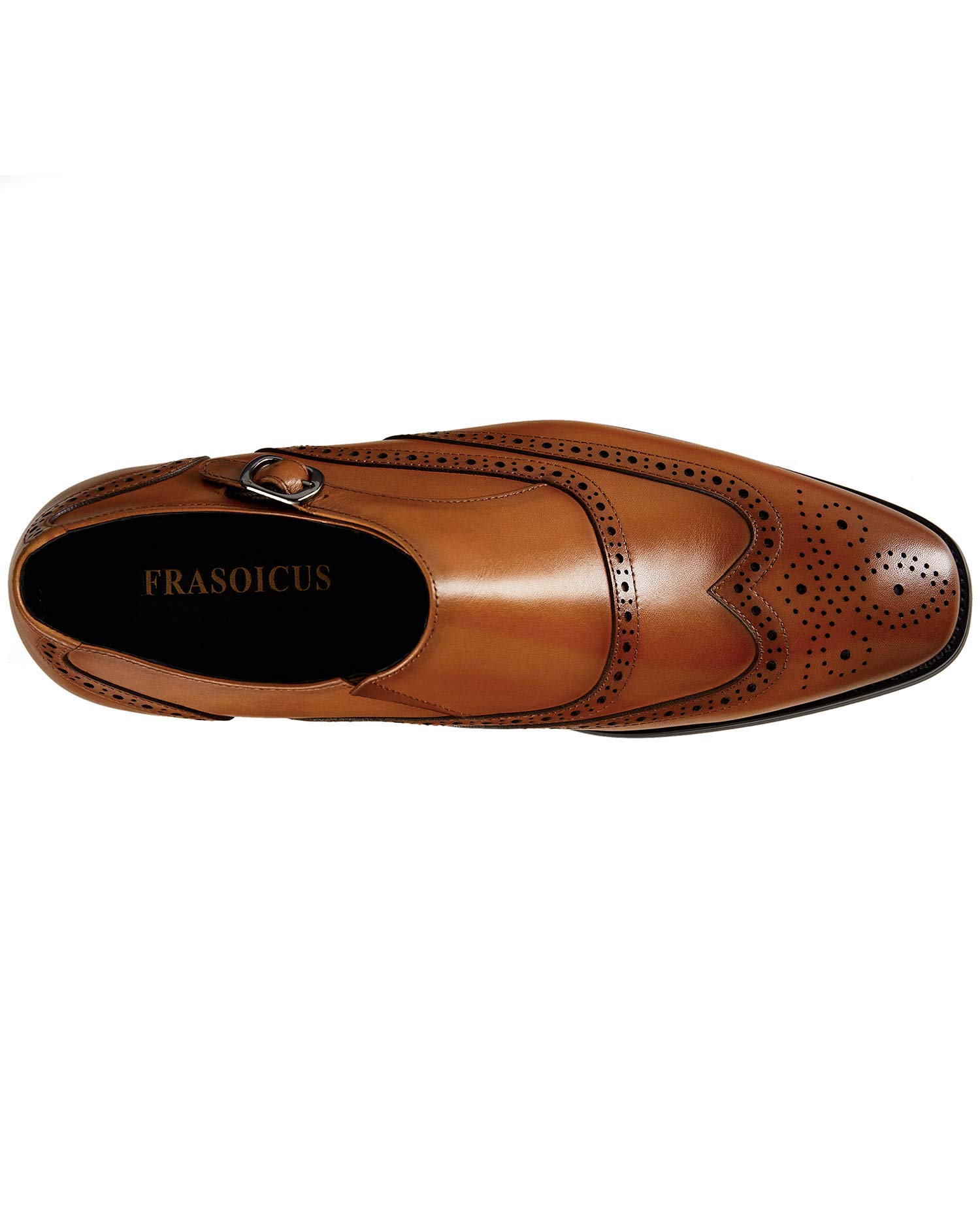 FRASOICUS Genuine Leather Men's Dress Shoes - Monk Strap Wingtip Formal Slip-On Loafers for Business, Wedding & Office Wear