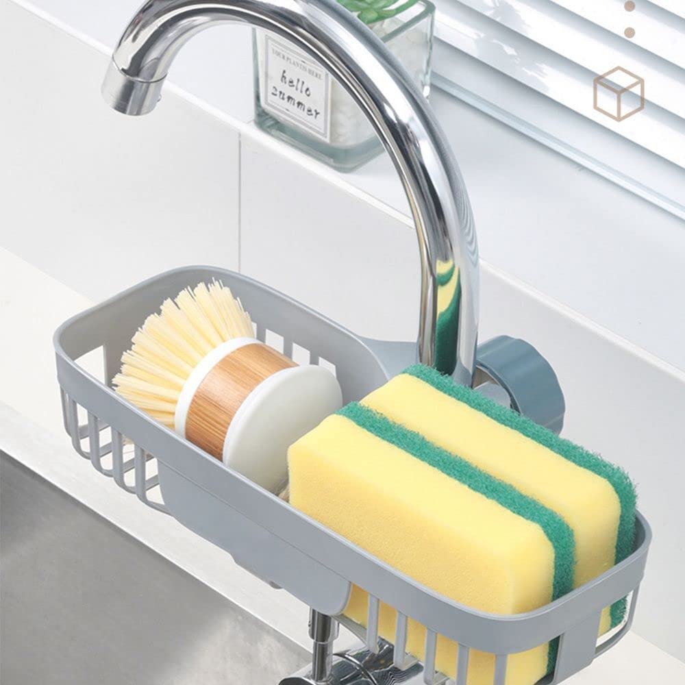 GION Plastic Sink Caddy Organizer - Snap-on Faucet Rack for Kitchen & Bathroom Storage | Holds Soap, Sponges & Cleaning Supplies | Space-Saving Drain Rack for Small Spaces (1 Pack) | Perfect for Organizing Under Sink & Next to Faucet