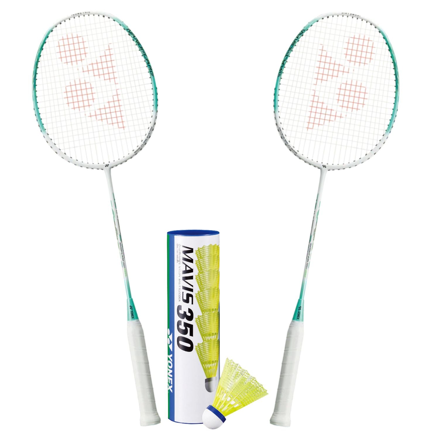 Yonex Badminton Combo Set - 2 Nanoflare 001 Feel Rackets + 1 Tube of Mavis 350 Shuttlecocks | Premium Badminton Equipment for Indoor & Outdoor Games | Perfect for Beginners & Advanced Players