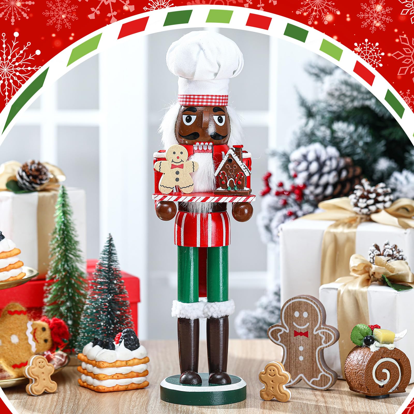 15 Inch Black Wooden Christmas Nutcracker Decor - African American King Figure, Festive Holiday Soldier Nutcracker for Tabletop Decorations | Perfect Christmas Gift for Home, Office & Holiday Parties