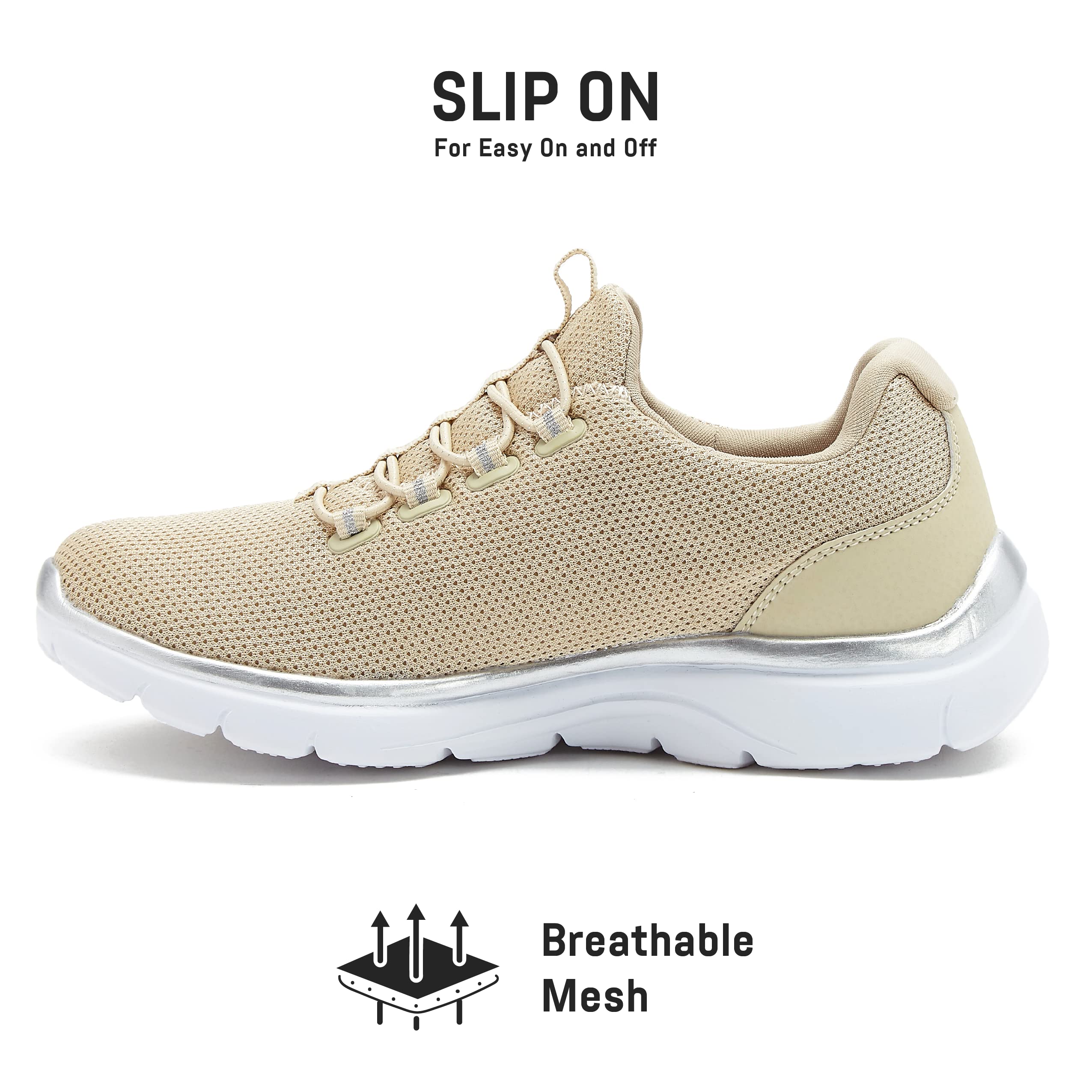 Avia Junction Women's Slip On Sneakers - Comfortable Breathable Memory Foam Walking Shoes for Women | Casual Everyday Wear, Workout, Travel & Running