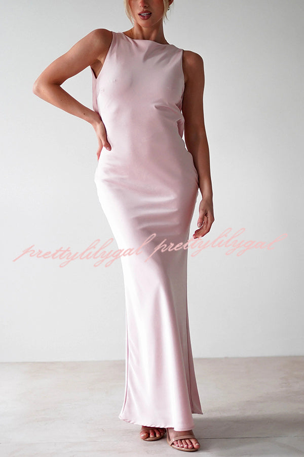 Elegant Solid Color Backless Lace-Up Slim Maxi Dress for Women - Perfect for Evening Parties, Weddings & Date Nights