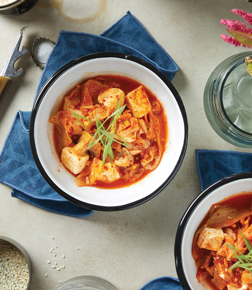 Delicious Kimchi Tofu Mushroom Stew - Authentic Korean Spicy Vegan Soup | Perfect for Winter Meals, Family Dinners & Healthy Comfort Food