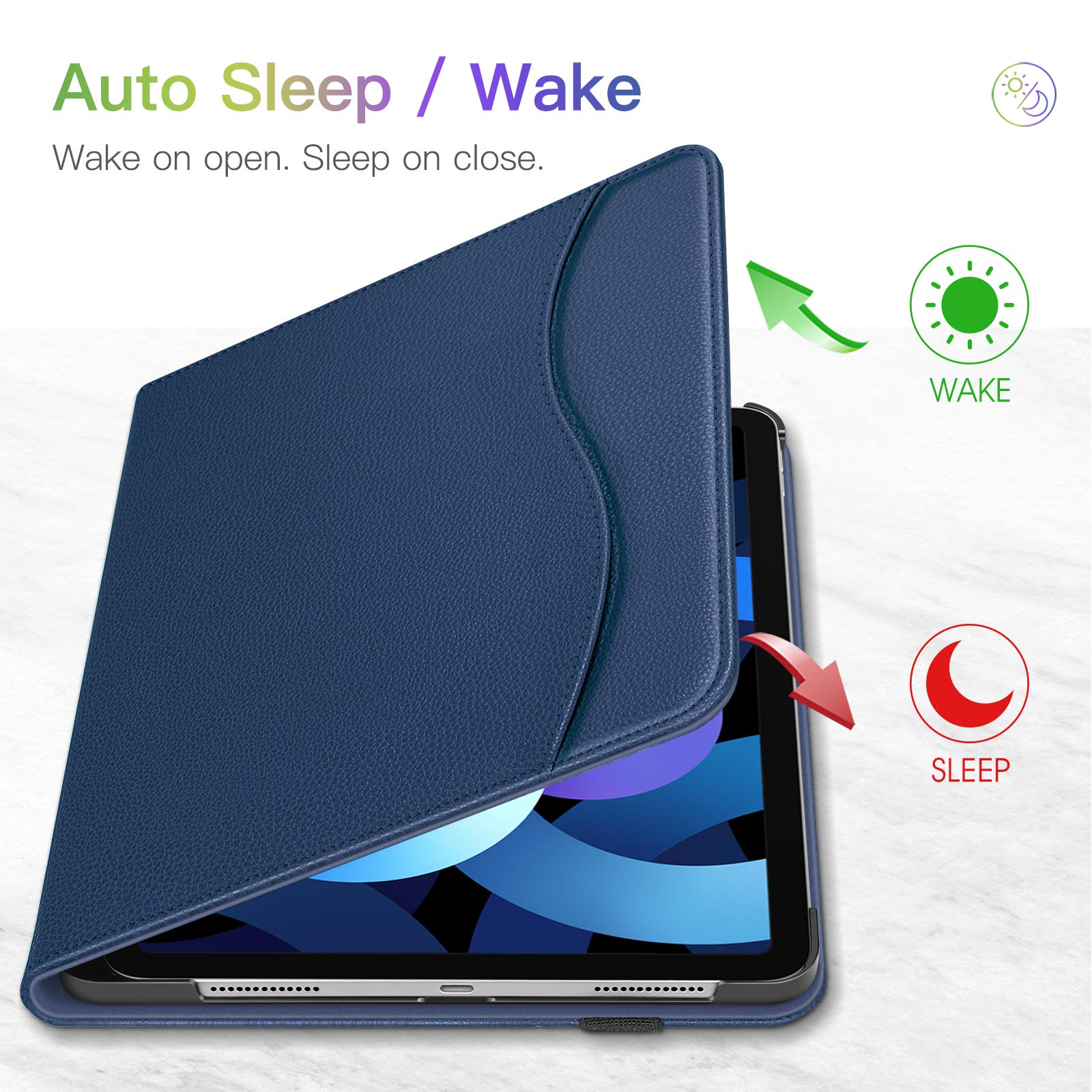 FINTIE iPad Air 11 Inch Case (2025/2024 M3/M2, 5th/4th Gen 2022/2020) - Multi-Angle Stand Folio Cover with Apple Pencil Holder & Storage Pocket - Navy Blue - Perfect for Work, School & Travel Protection