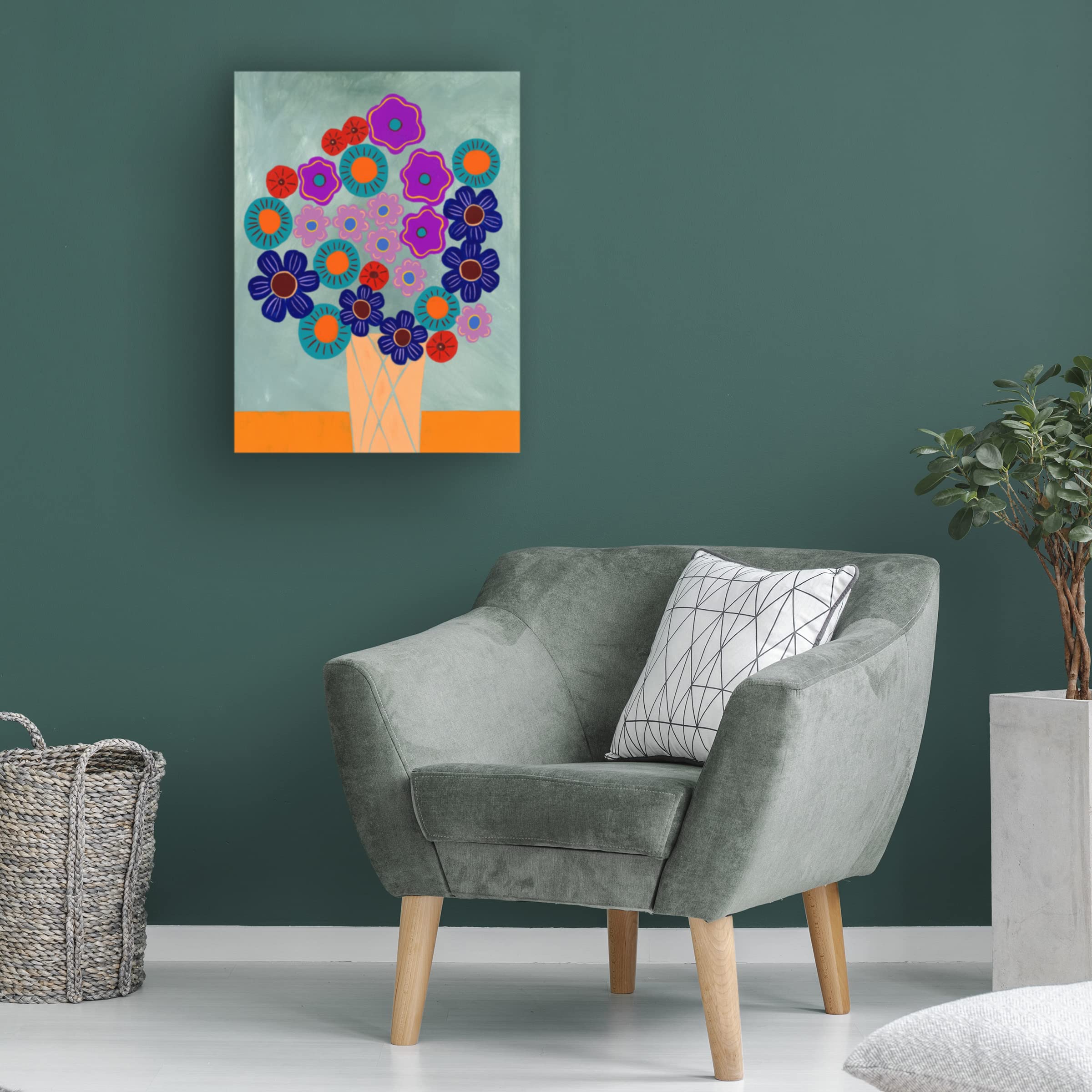 Regina Moore 'Summer Arrangement II' Floral Canvas Wall Art - Handmade Oil Painting Reproduction for Living Room, Bedroom & Office Decor