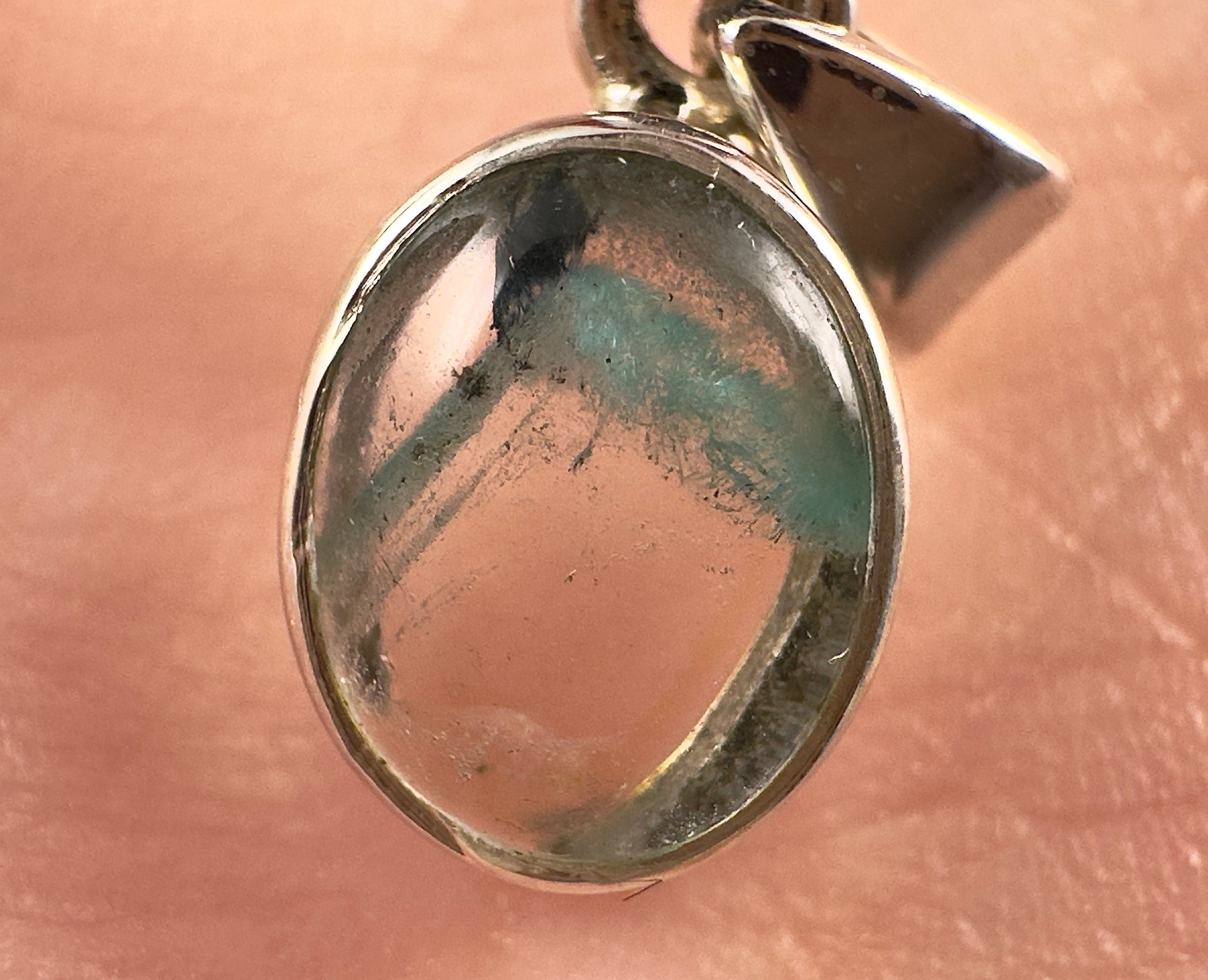 Rare Ajoite Included Quartz Crystal Pendant - Sterling Silver Oval Jewelry from Messina South Africa | Healing Crystal Necklace for Meditation & Energy Work