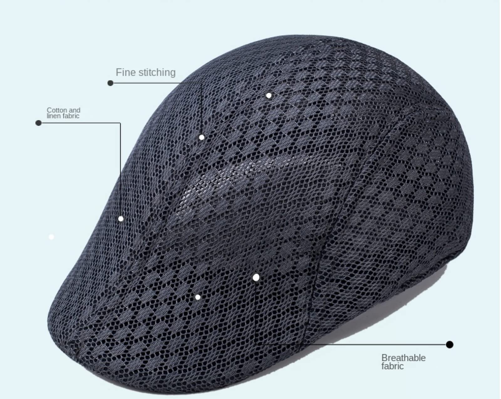 KIAZHAO Men's Breathable Mesh Newsboy Cap - Summer Golf Hat for Outdoor Activities, Casual Wear & Gatsby Style Fashion
