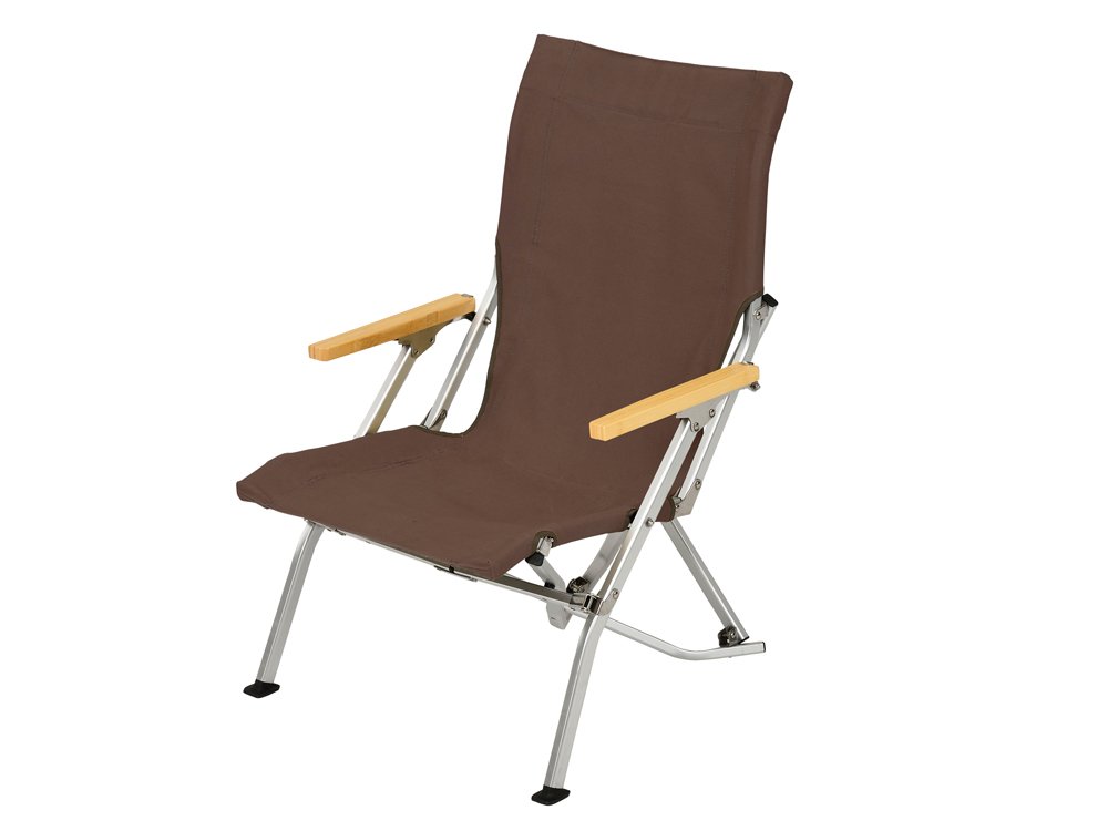 Snow Peak Low Beach Chair - Foldable & Portable Outdoor Camping Chair for Beach, Patio, Picnic, Backyard & Travel - Lightweight & Durable Brown Camp Chair