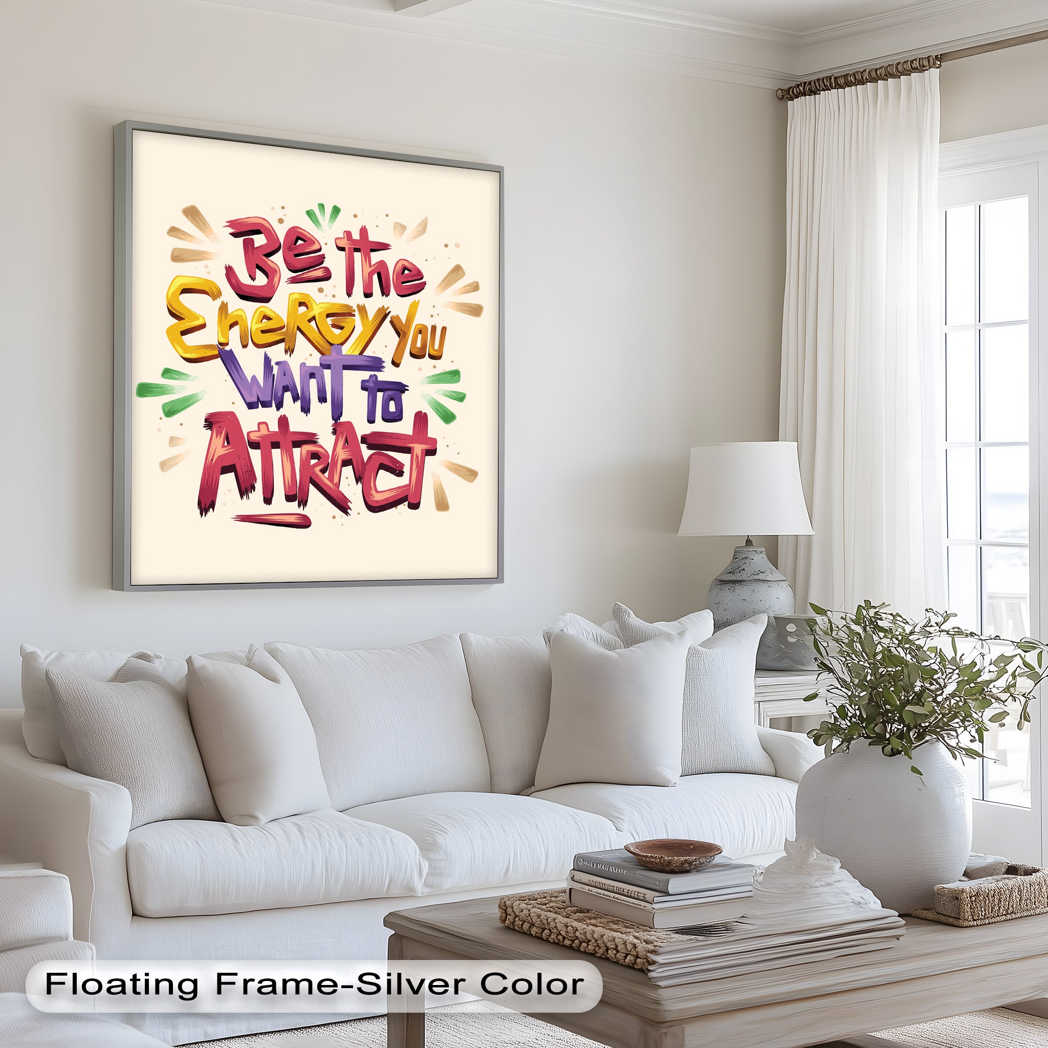 Inspirational Oil Painting - Be the Energy You Want to Attract - Motivational Wall Art for Home, Office & Meditation Space