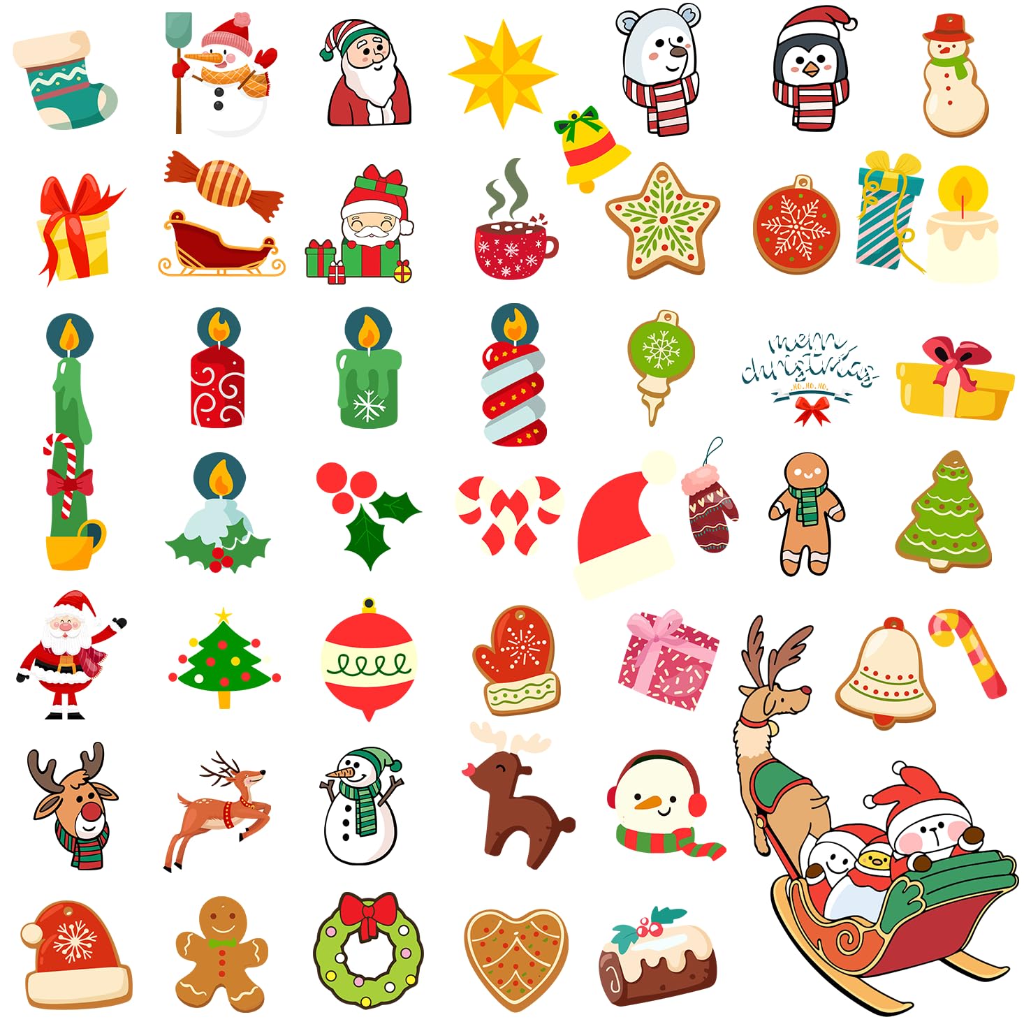 100 Pcs Cute Merry Christmas Stickers for Kids - Funny Holiday Stickers for Water Bottles, Gifts & Xmas Party Decorations - Perfect for DIY Crafts, Scrapbooking & Christmas Gift Wrapping