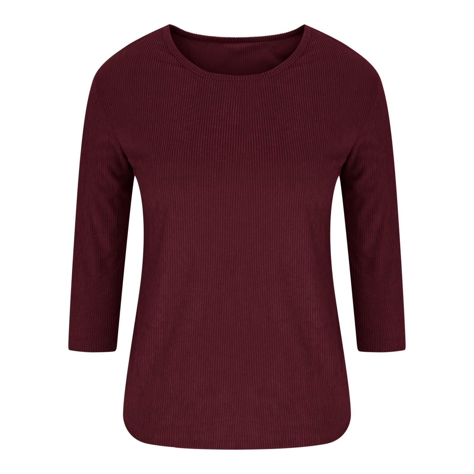 Women's 3/4 Sleeve Crew Neck Casual T-Shirt - Solid Color Loose Fit Blouse for Spring & Summer 2025 | Office Wear, Weekend Outfits & Daily Comfort