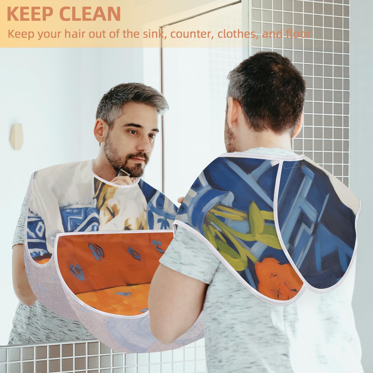 Men's Beard Shaving Bib & Hair Dye Apron - Waterproof Barber Cape for Haircut, Beard Trimming & Makeup - Sink Hair Catcher & Grooming Accessory - Perfect for Home Haircuts, Salon Styling & DIY Hair Coloring