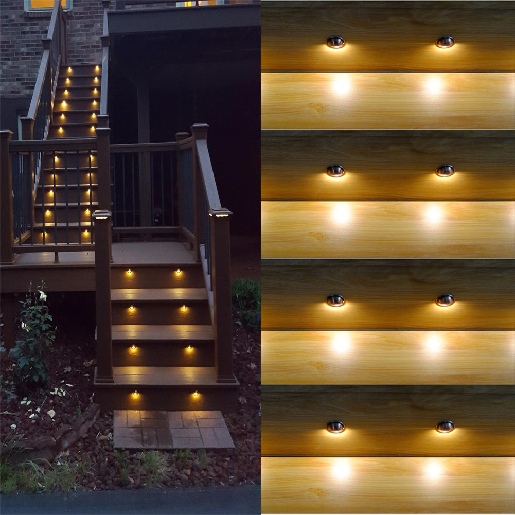 FVTLED Low Voltage LED Deck Lights Kit - 12V Warm White Bronze Recessed Landscape Lighting for Outdoor Garden, Yard, Pathway & Stair Steps | Durable Weatherproof Deck & Patio Lighting