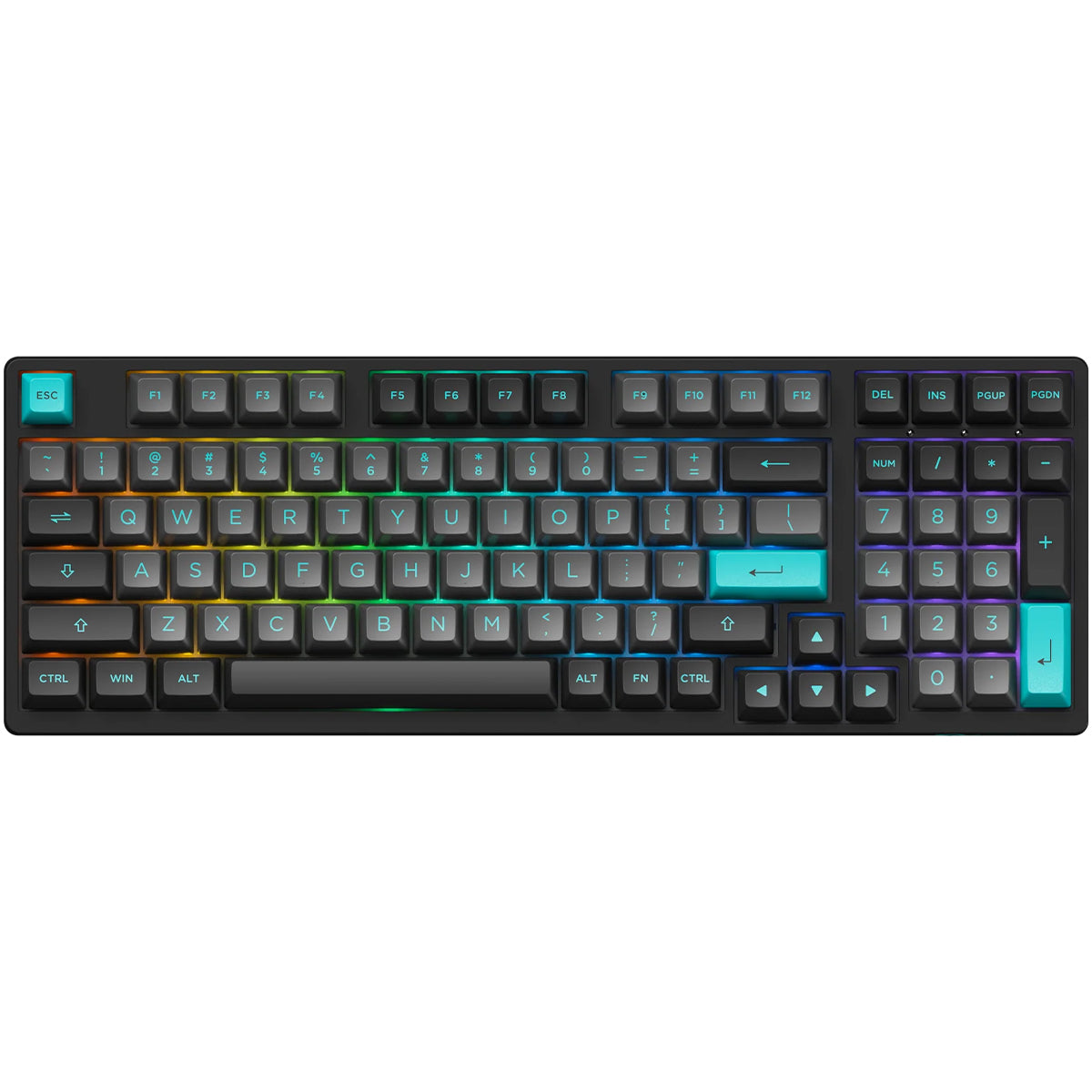 Akko 3098N Wireless Mechanical Keyboard - RGB Backlit, Hot-Swappable Keys, TTC Brown Switches, Black & Cyan Design | Perfect for Gaming, Typing & Office Work