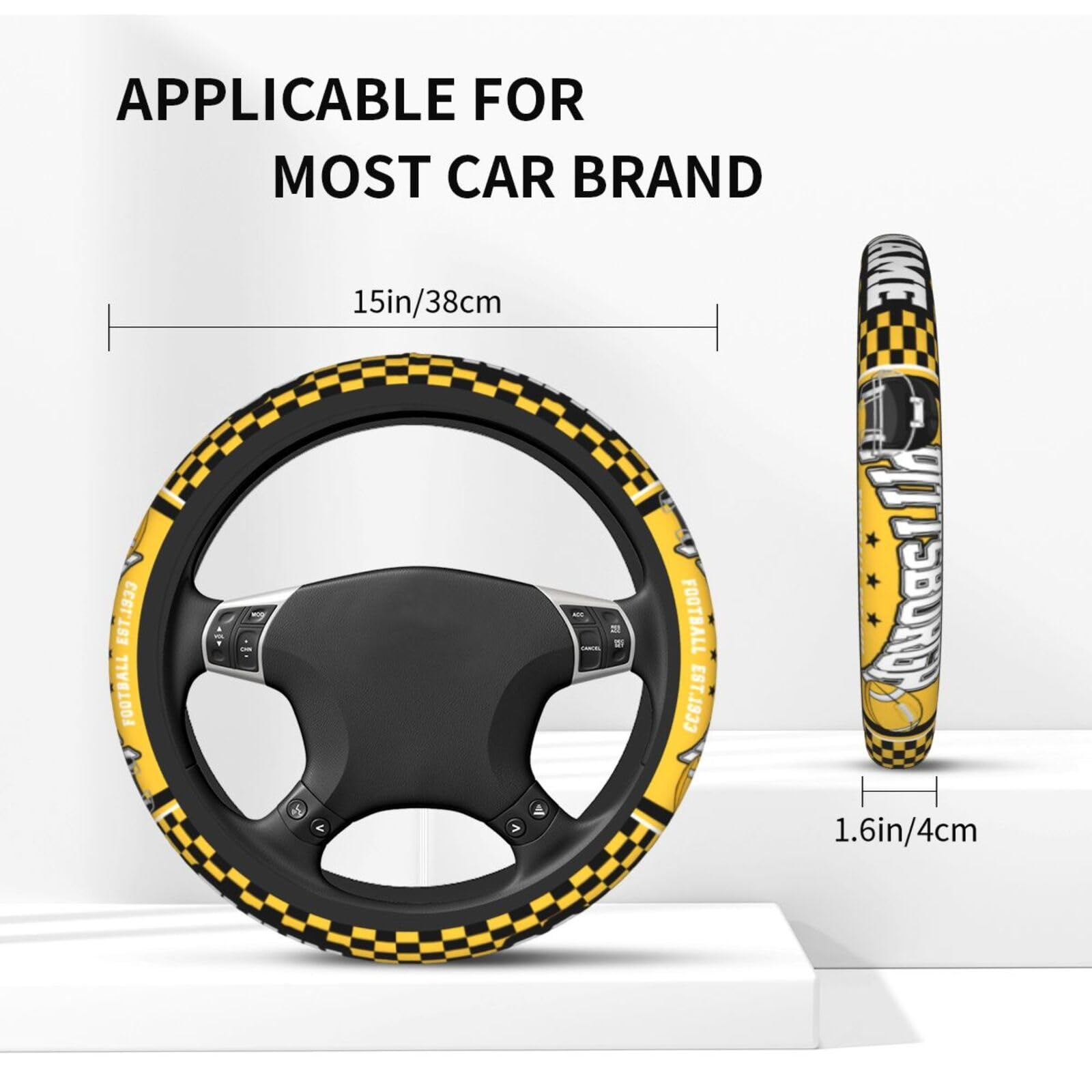 Custom Anti-Slip Elastic Steering Wheel Cover 15 Inch - Personalized with Name & Number - Fits Most Vehicles (Sedan, Truck, SUV) - Perfect for Comfort, Grip & Style While Driving