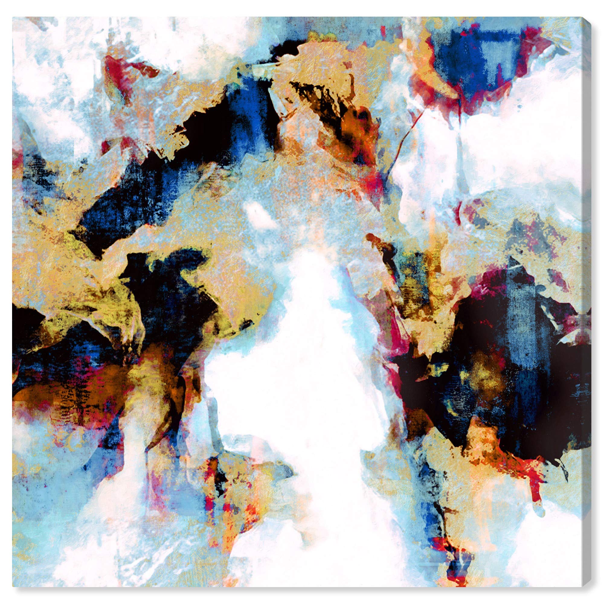 Abstract Wall Art Canvas Print 'Explosive Shades of City Lights' - 30x30 Inch Brown & Black Modern Home Decor Painting for Living Room, Bedroom & Office
