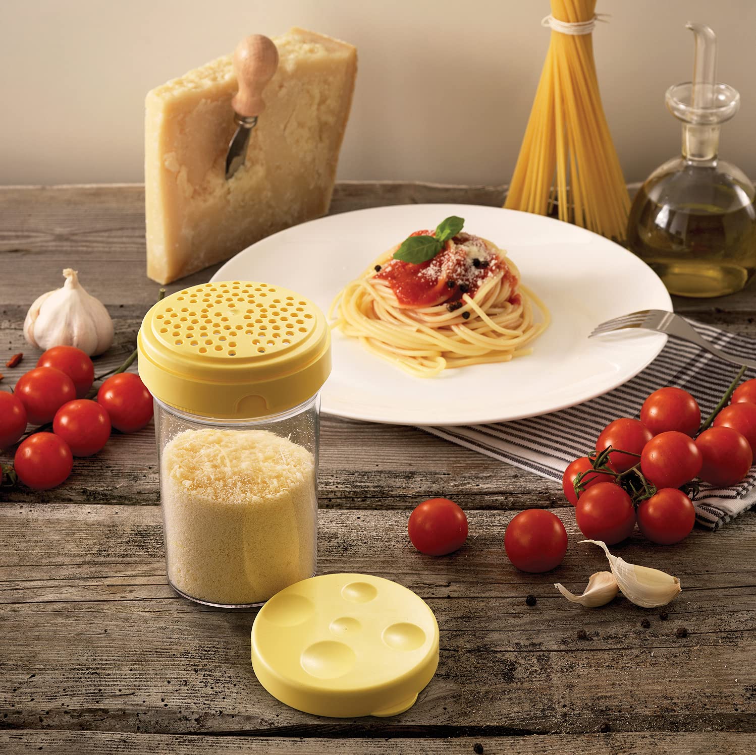 Yellow Cheese Sprinkler - Stainless Steel Kitchen Tool for Perfect Cheese Shredding | Ideal for Pizza, Pasta & Salad Toppings