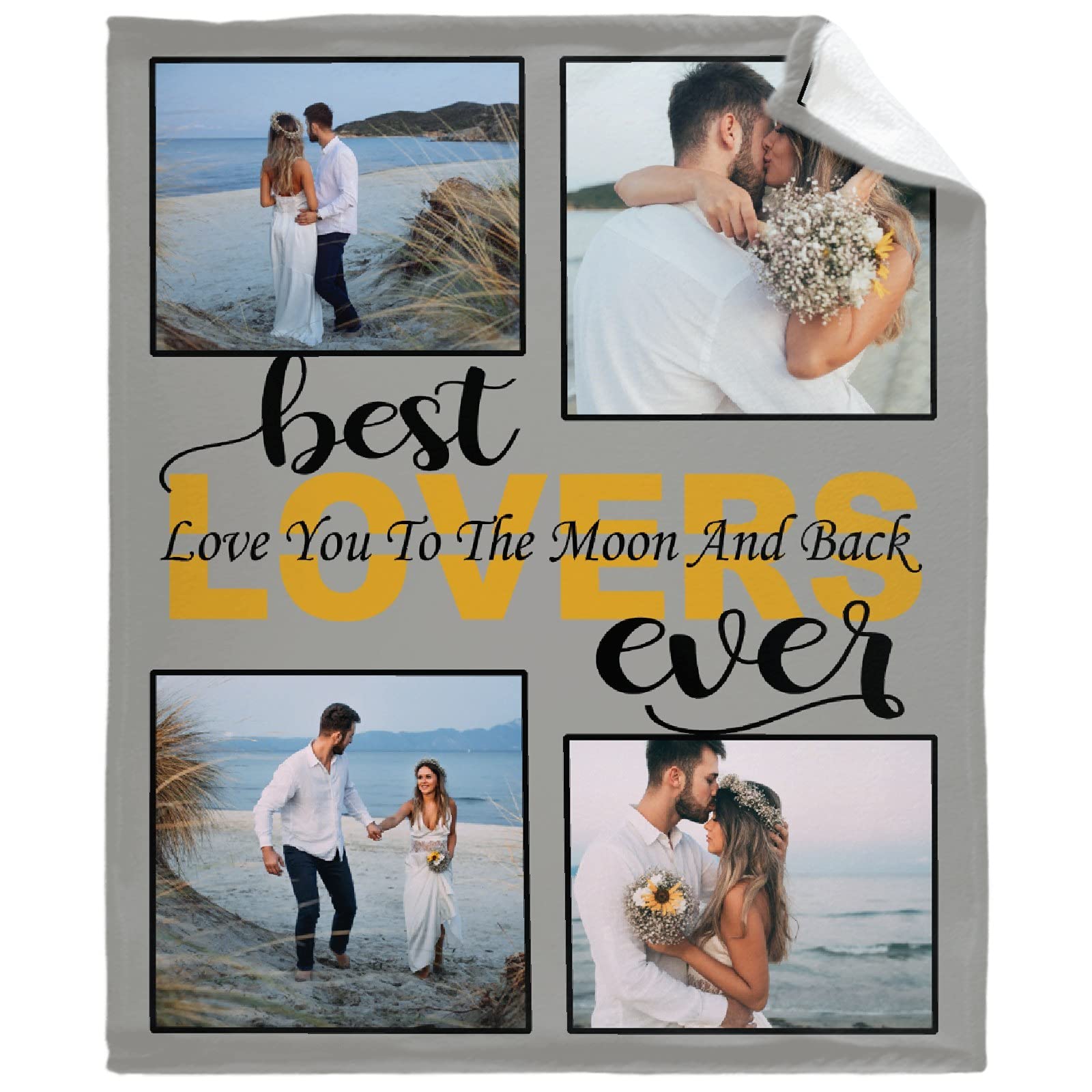 Custom Photo Blanket for Couples - Personalized Flannel Throw Blanket 60