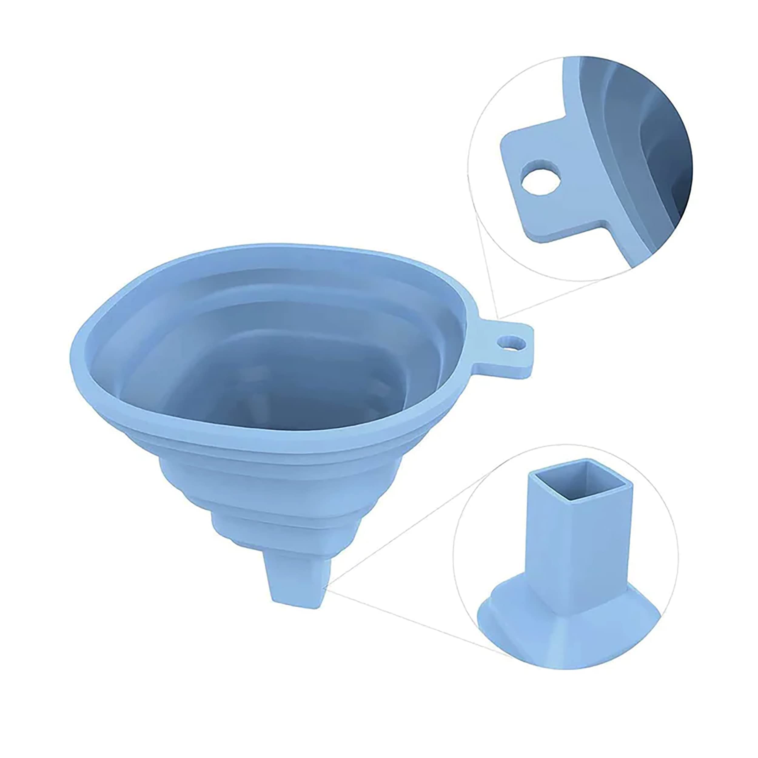 Heat Resistant Collapsible Silicone Funnel - Foldable Kitchen Funnel for Oil, Liquid, Syrup - Space Saving Bathroom & Cooking Essential (Pack of 2) - Perfect for Baking, DIY Projects & Home Organization