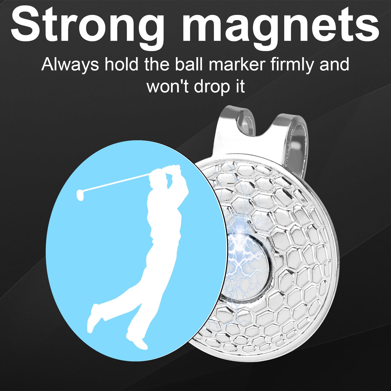 6pcs Magnetic Golf Ball Marker Clip Set - Strong Magnet Hat Clip for Golf Hats, Caps, Pants & Gloves | Durable Metal Holder with Stylish Patterns | Perfect Golf Accessories Gift for Men & Women | Ideal for Golf Courses & Driving Range Practice