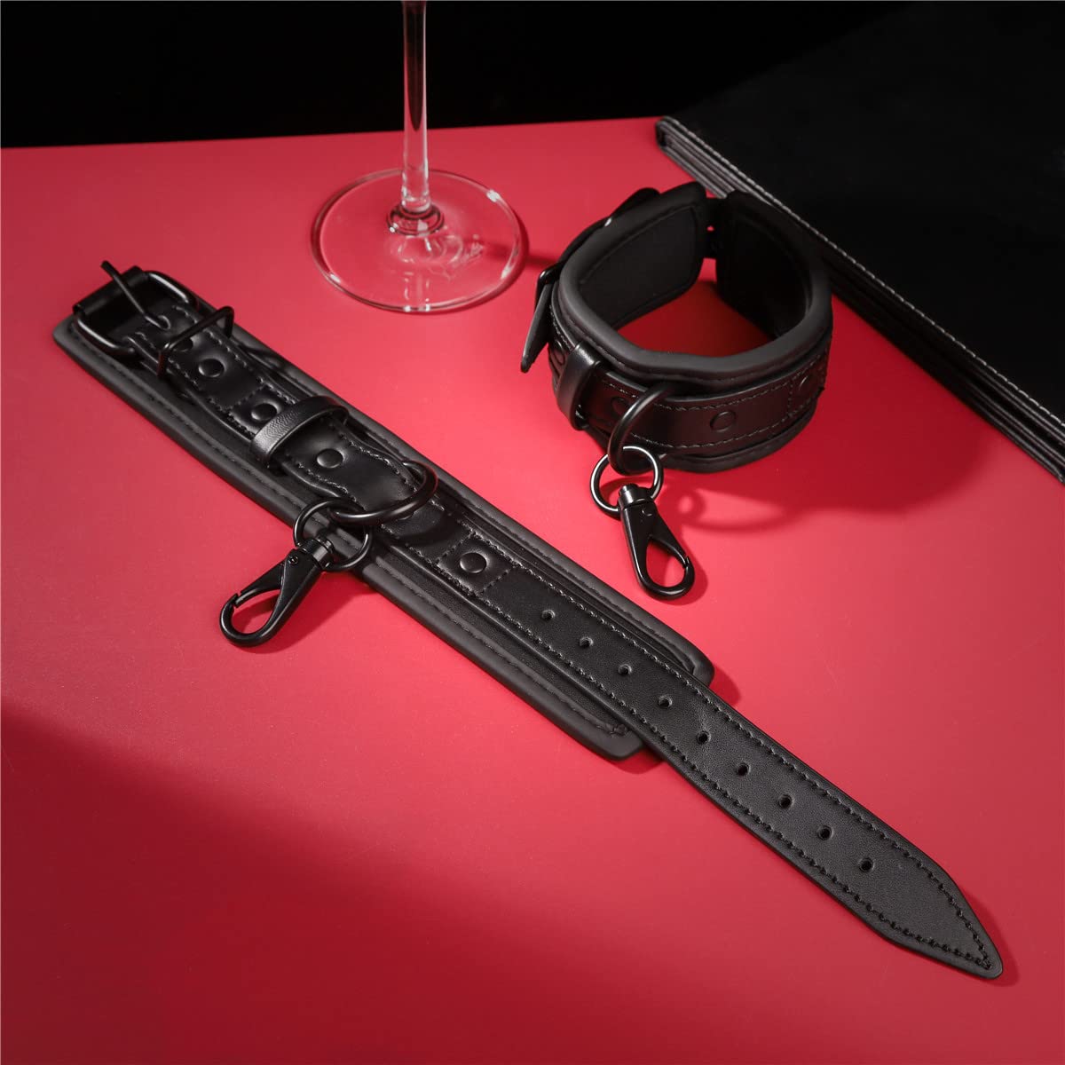 Premium Adjustable PU Leather Bondage Handcuffs - BDSM Restraints for Couples, Adults & Fetish Play - Black Sex Toys for Erotic Games & SM Roleplay (Perfect for Bedroom Fun, Spicing Up Relationships & BDSM Exploration)