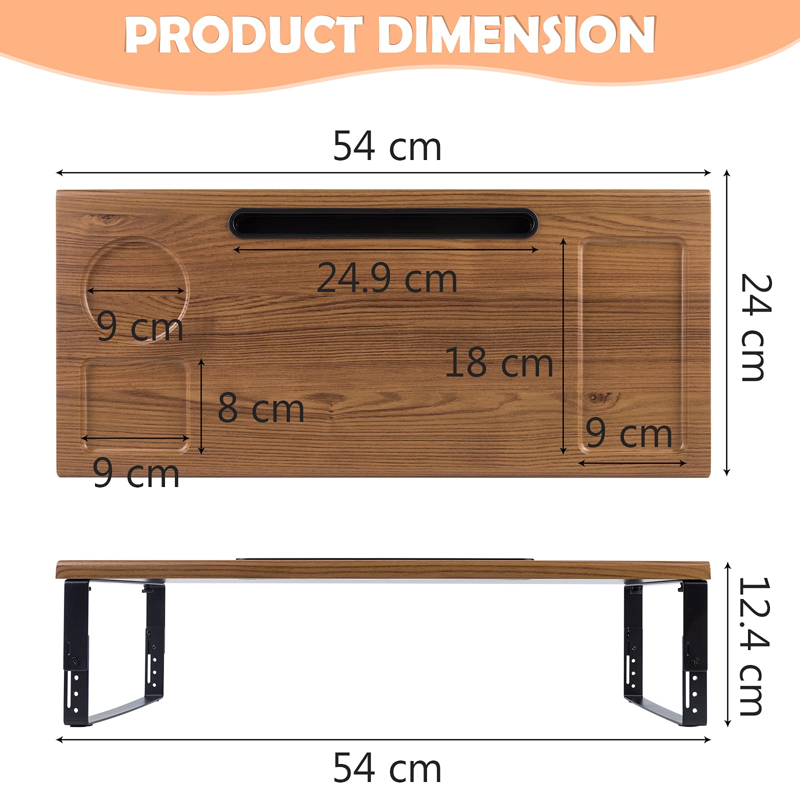 Premium Adjustable Monitor Stand Riser - Ergonomic Metal & Wood Desktop Organizer with Phone/Tablet Holder - Supports Heavy Monitors, Laptops & Printers - Perfect for Home Office & Workspace Organization (Wood Finish)