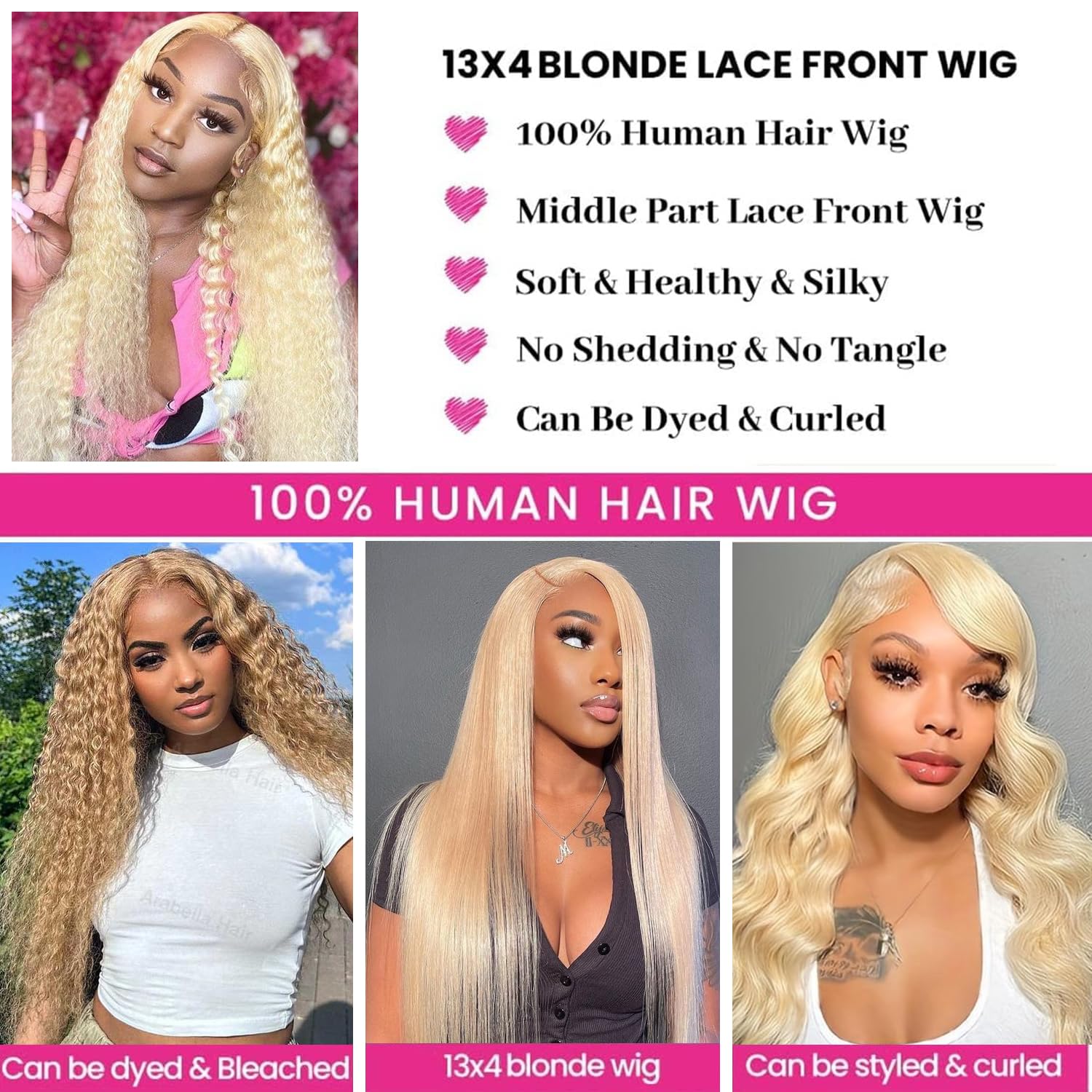 20 Inch 613 Blonde HD Lace Front Wig Human Hair - 13x4 Deep Wave 200% Density Pre-Plucked with Baby Hair | Natural Look for Women, Perfect for Daily Wear, Parties & Special Occasions