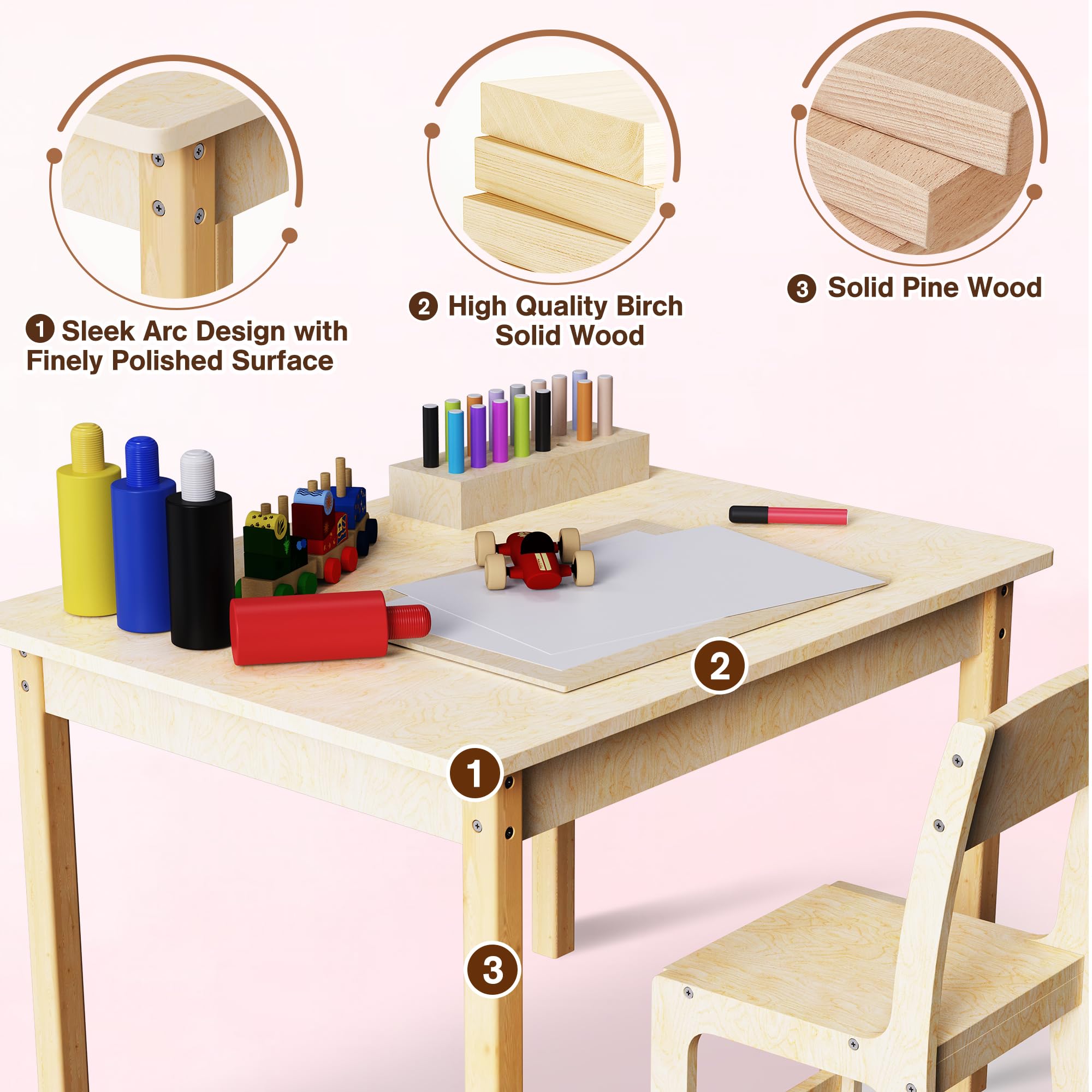 Kids Table and Chair Set - Adjustable Toddler Desk & Chair for Learning, Drawing & Play - Perfect for Preschool, Homeschool & Playroom Activities