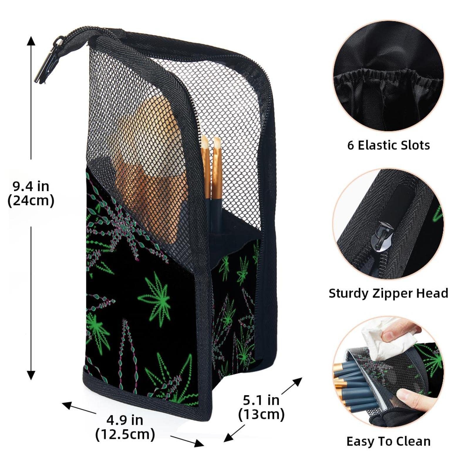 12-Piece Makeup Brush Organizer Bag with Colored Fantasy Leaves Design - Portable Travel Makeup Brush Holder Case for Professional Artists & Beginners (Perfect for Travel, Home Use & Salon Organization)
