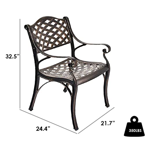 TITIMO 2-Piece Outdoor Bistro Dining Chair Set - Cast Aluminum Patio Chairs for Garden, Deck & Backyard - Weather-Resistant Lattice Design Low Back Chairs - Perfect for Outdoor Dining, Lounging & Entertaining