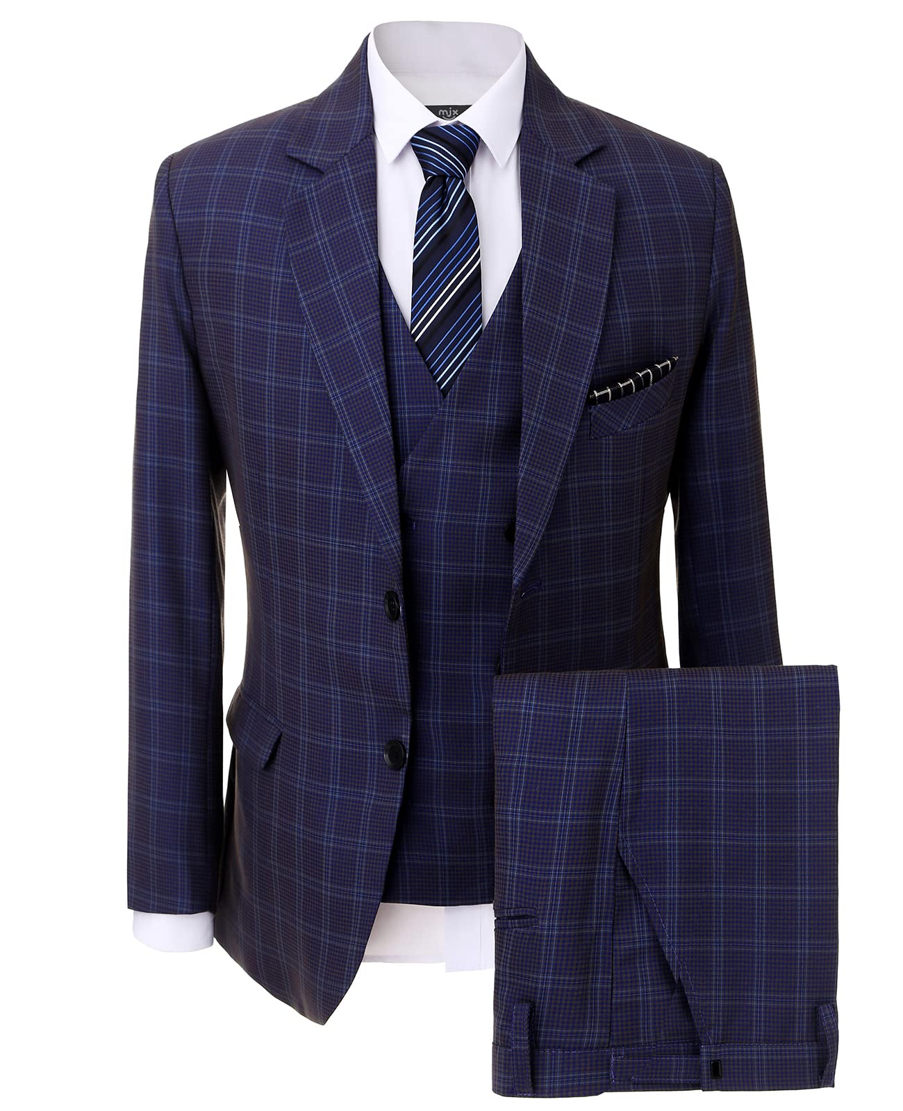 GATMSTZ Men's Classic 3-Piece Plaid Suit Set - Blazer, Vest & Pants for Wedding, Prom, Business & Evening Events | Formal Attire for Special Occasions